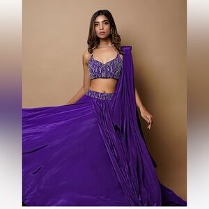 Heavy Embroidery Draped Lehenga With Blouse Indian wedding BRAND NEW NEVER WORN